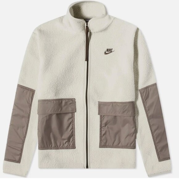 Nike Sportswear Sport Essential Fleece Sherpa Jacket Men’s Large in White - Picture 1 of 7